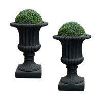 HTI-Living mit Buchsbaumkugel Dunkelgrau Pflanzkübel 2er-Set Athene HTI-Living mit Buchsbaumkugel Dunkelgrau Pflanzkübel 2er-Set Athene