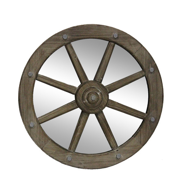 HTI-Line Rustikaler Dekospiegel Ø 70 cm Wandspiegel im Wagenrad-Design