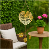 HTI-Living Wanddeko Gartendekoration Hängedeko Metall goldfarben Blätter HTI-Living Wanddeko Gartendekoration Hängedeko Metall goldfarben Blätter