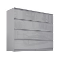 HTI-Living Hochglanz Grau Kommode Kenji 8 Schubladen HTI-Living Hochglanz Grau Kommode Kenji 8 Schubladen