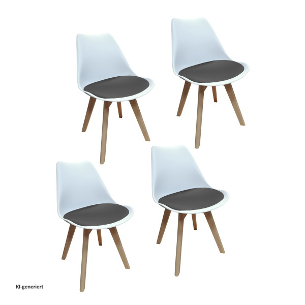 Stuhl Atlanta Weiß/Velvet Grau 4er-Set