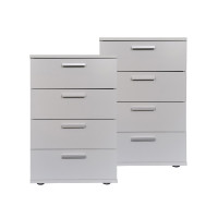 HTI-Living Nina Weiß 2er-Set Nachtkommode 4 Schubladen HTI-Living Nina Weiß 2er-Set Nachtkommode 4 Schubladen