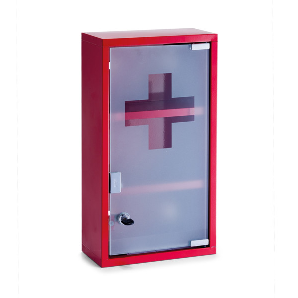 Medizinschrank, Metall, rot