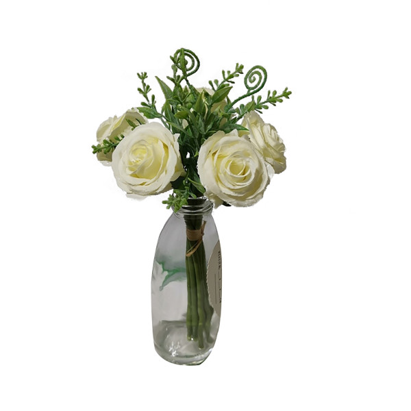 Rosen in Vase,weiss, Flora01, Kunstpflanze