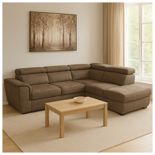 HTI-Living mit Ottomane rechts Braun Couch Sandy