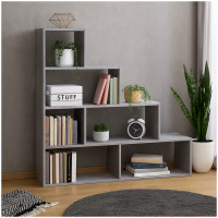 HTI-Living Bücherregal 114 x 114 x 30 cm vielseitig einsetzba Stufenregal in Beton Raumteiler HTI-Living Bücherregal 114 x 114 x 30 cm vielseitig einsetzba Stufenregal in Beton Raumteiler