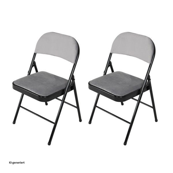 Klappstuhl Wedigo Velvet Grau 2er Set