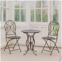 HTI-Living Klapptisch Ø 60 cm und 2 Klappstühle Bistroset aus Metall 3-teilig, detailreich verzier HTI-Living Klapptisch Ø 60 cm und 2 Klappstühle Bistroset aus Metall 3-teilig, detailreich verzier