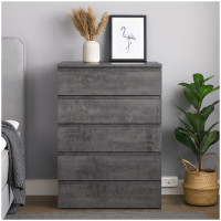 HTI-Living viel Stauraum Kommode mit 5 grifflosen Schubladen Beton HTI-Living viel Stauraum Kommode mit 5 grifflosen Schubladen Beton