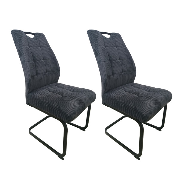 HTI-Living Marek Cord Dunkelgrau 2er-Set Schwingstuhl