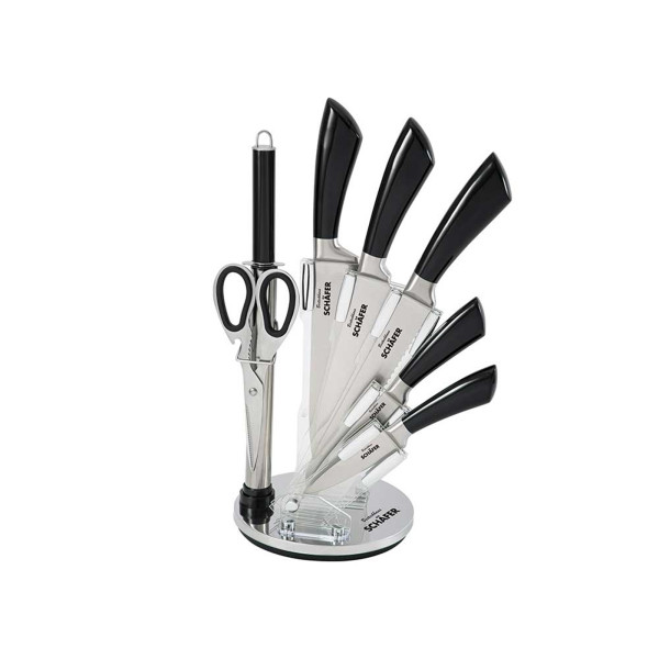 Neuetischkultur Metallic Black Messerblock 8 teiliges Set