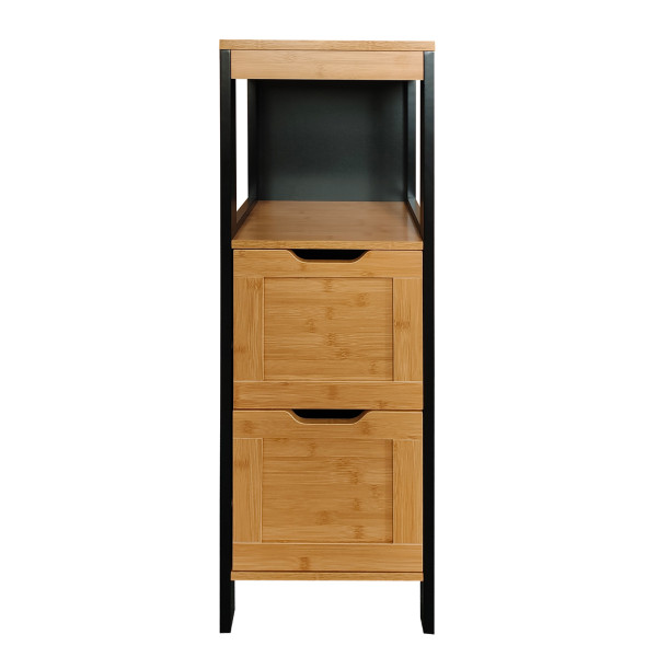 Badschrank Jerik Schwarz Bambus