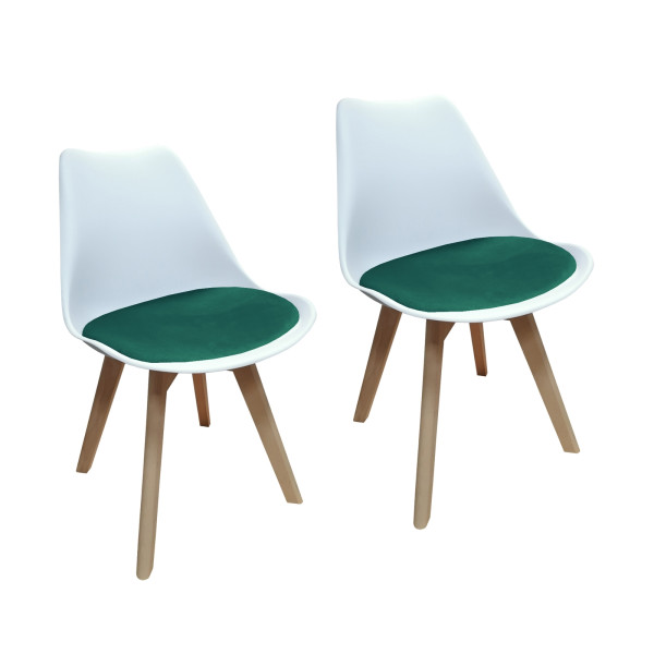 Stuhl Atlanta Weiß/Velvet Grün 2er-Set