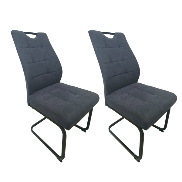 HTI-Living Marek Velvet Dunkelgrau 2er-Set Schwingstuhl