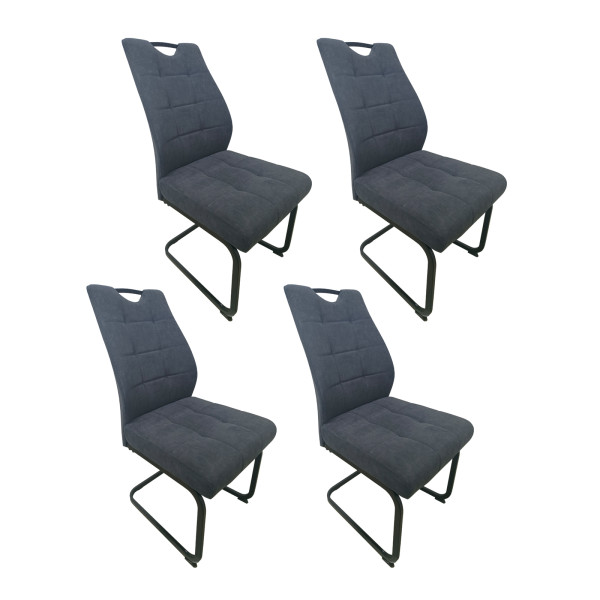 HTI-Living Marek Velvet Dunkelgrau 4er-Set Schwingstuhl