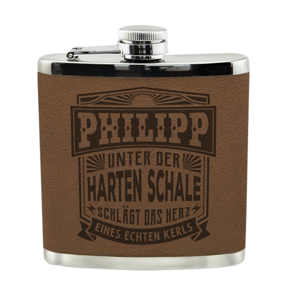 Flachmann Philip Hartkunststoff mit Kunstleder ver