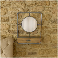 HTI-Line Industrial Design aus Metall und Holz Wandspiegel mit Schublade HTI-Line Industrial Design aus Metall und Holz Wandspiegel mit Schublade