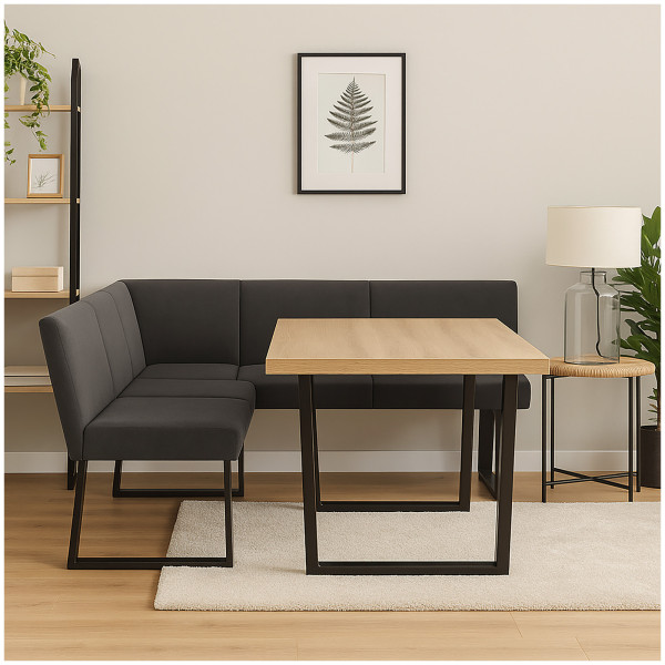 HTI-Living Vemal kurzer Schenkel rechts Eckbank 192 x 152 cm Schwarz
