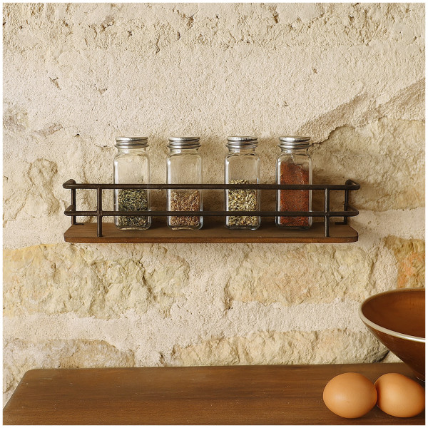 HTI-Living Stilvolles Regal für Küche, Bad, Flur oder Wohnzim Industrial Wandregal Holz mit Metallra