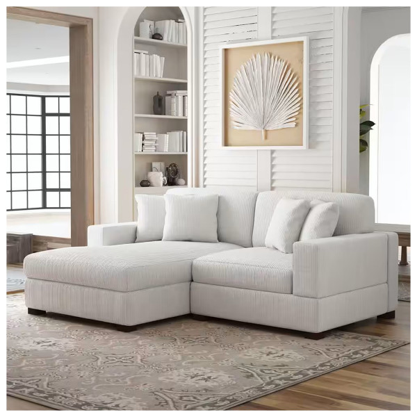 HTI-Living Xenia Beige Couch mit Ottomane Links
