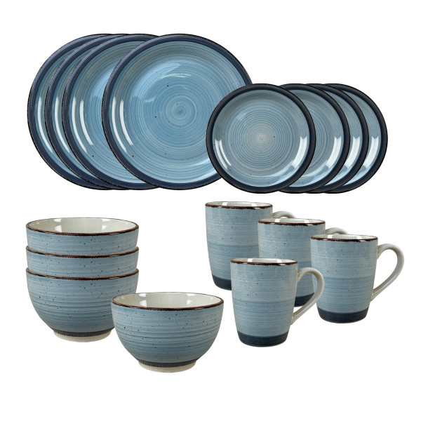 Geschirrset 16-teilig Antonia blau Keramik