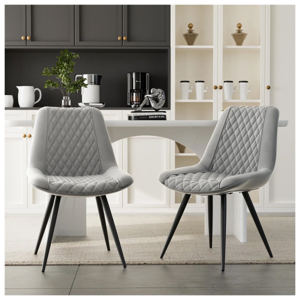 HTI-Living Kunstleder Grau Esszimmerstuhl Astrid 2er-Set