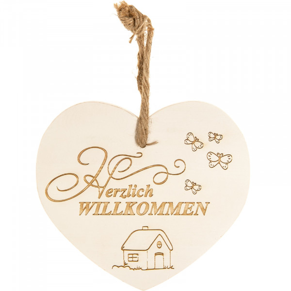 HTI-Living Herzlich Willkommen Vintage Herz mit Gravur