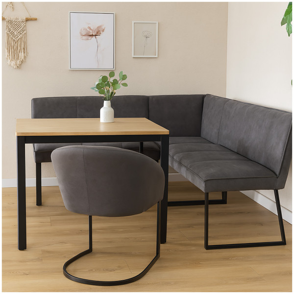 HTI-Living Vemal kurzer Schenkel links Eckbank 152 x 192 cm Schwarz