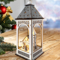 HTI-Living Weihnachtsdeko mit 8 LEDs LED Holzlaterne mit Kirche und Figuren HTI-Living Weihnachtsdeko mit 8 LEDs LED Holzlaterne mit Kirche und Figuren