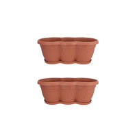 HTI-Living 2er Set Terracotta Blumenkasten mit Untersetzer 40 cm HTI-Living 2er Set Terracotta Blumenkasten mit Untersetzer 40 cm