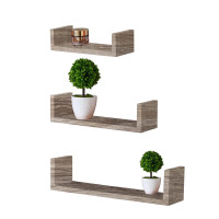 HTI-Living Altona Sonoma Wandregale 3er-Set mit Buchstütze HTI-Living Altona Sonoma Wandregale 3er-Set mit Buchstütze