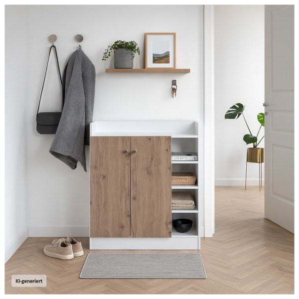 Kommode Nina 5 Weiß Artisaneiche