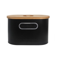 neuetischkultur mit Holzdeckel Brotkasten Schwarz neuetischkultur mit Holzdeckel Brotkasten Schwarz