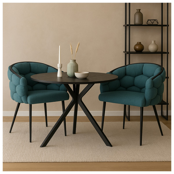 HTI-Living Alsen Schwarz Petrol Stuhl