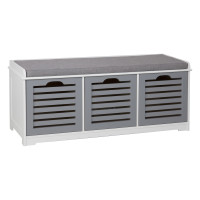 Vorschau: HTI-Living Garderobenbank mit Kissen Holzbank Flurbank Sitzbank Sarah mit Stauraum Grau Weiß Vorschau: HTI-Living Garderobenbank mit Kissen Holzbank Flurbank Sitzbank Sarah mit Stauraum Grau Weiß