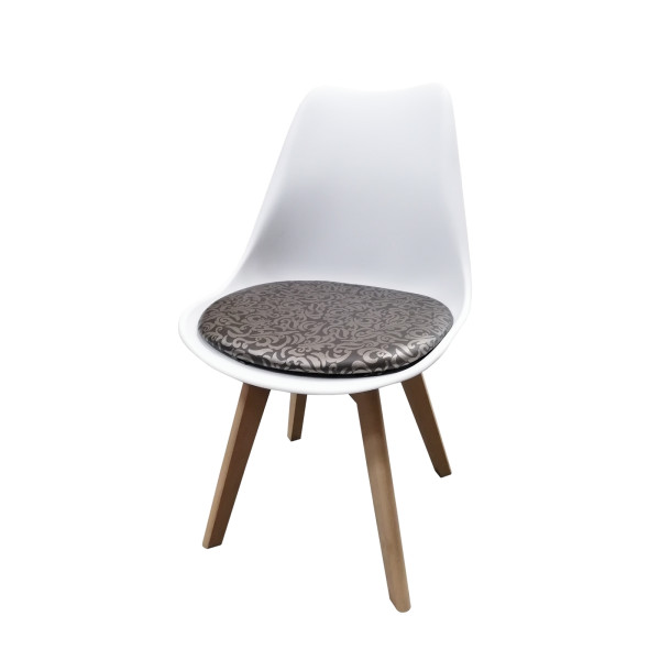 Stuhl Atlanta Weiß/PU Braun Muster