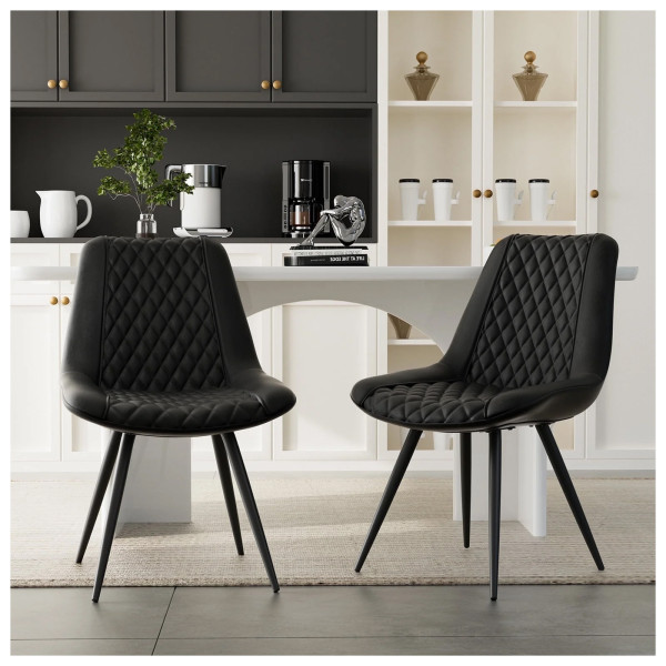 HTI-Living Kunstleder Schwarz Esszimmerstuhl Astrid 2er-Set