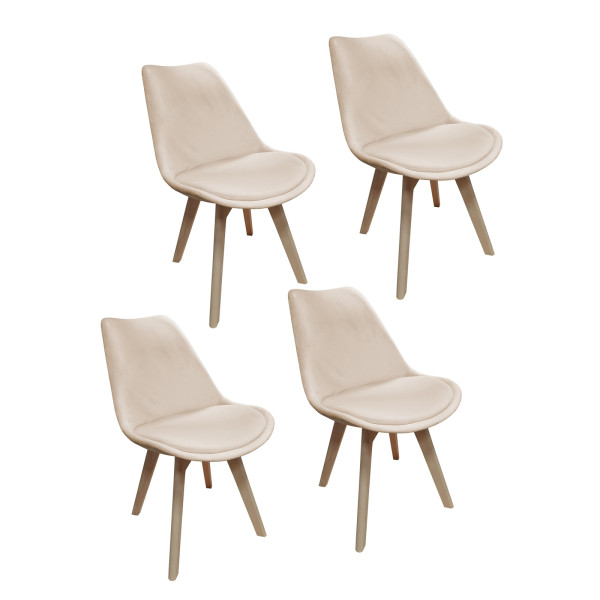 HTI-Living Atlanta Creme Esszimmerstuhl Samt 4er Set