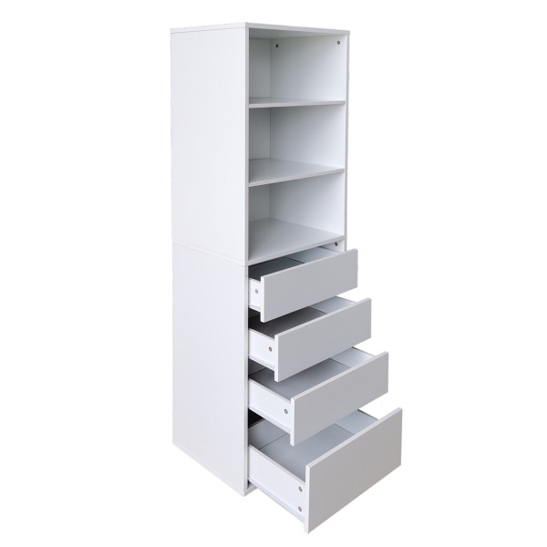 HTI-Living 3 Regalfächer 4 Schubladen Hohe offene Kommode