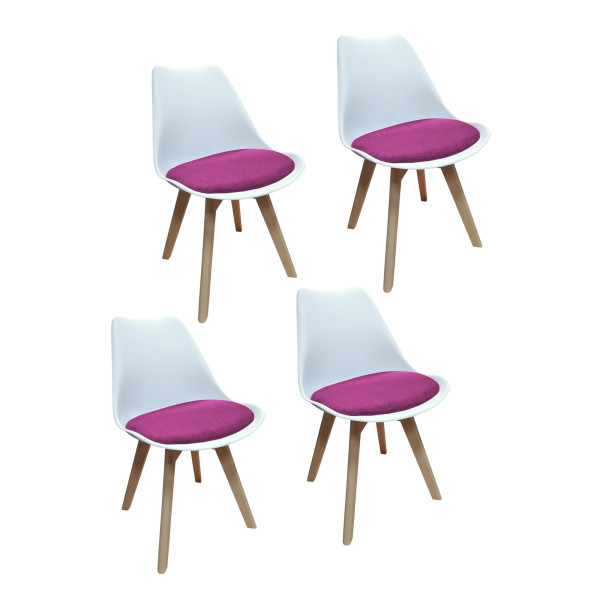 Stuhl Atlanta Weiß/Webstoff Pink