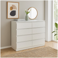 HTI-Living Weiß Moderne Kommode mit 8 grifflosen Schubladen HTI-Living Weiß Moderne Kommode mit 8 grifflosen Schubladen