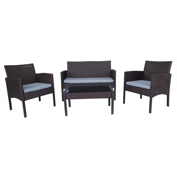 4-teiliges Outdoorset Zita braun/beige Polyrattan