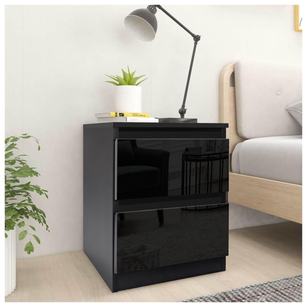 HTI-Living Hochglanz Schwarz Nachtschrank Kenji