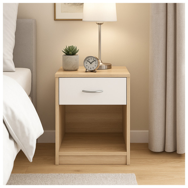 HTI-Living Nina Sonoma Weiß Nachtschrank mit 1 Schublade