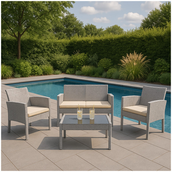 4-teiliges Outdoorset Zita grau/beige Zita