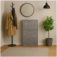 HTI-Living schmaler Schuhschrank für kleine Flure Schuhkipper mit drei Kippfächern Beton HTI-Living schmaler Schuhschrank für kleine Flure Schuhkipper mit drei Kippfächern Beton