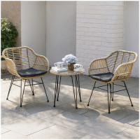 Vorschau: HTI-Line Rattan Optik mit Tisch und 2 Stühlen Balkonmöbel Set 3-teilig Vorschau: HTI-Line Rattan Optik mit Tisch und 2 Stühlen Balkonmöbel Set 3-teilig
