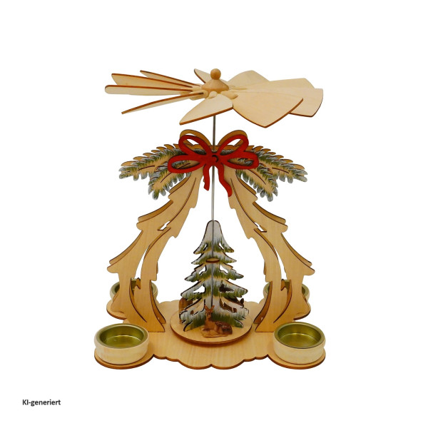 Tischpyramide mit Tannenbaum und Schleife