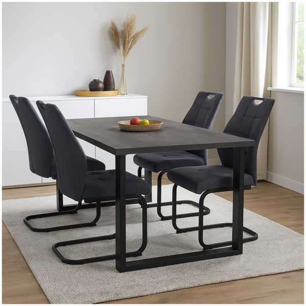 HTI-Living für Esszimmer und Küche Modernes 4er Set dunkelgraue Schwingstühle