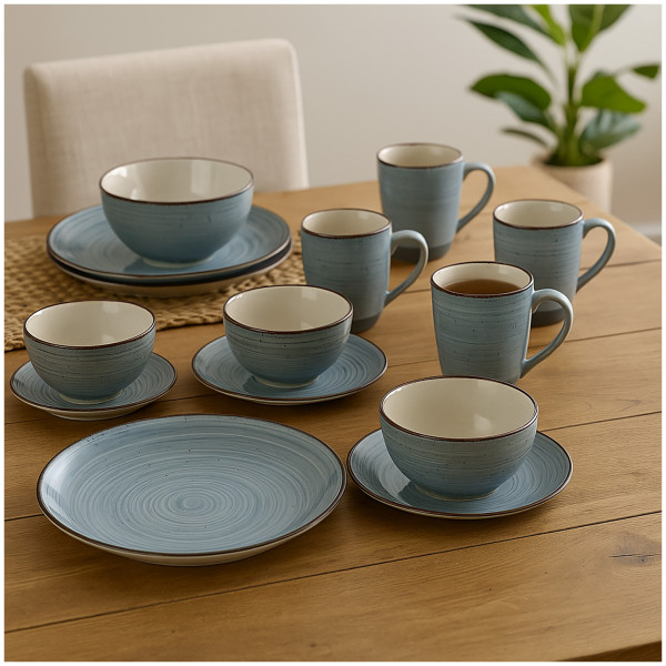 NTK-Collection Blau 16-teiliges Tafelservice aus Keramik